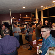 The crowd assembled before showtime for a little hobnobbing, libation, and popcorn