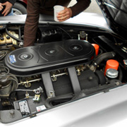 A Ferrari displays its 12 cylinders...