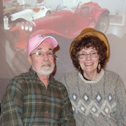 Dave models his Alfa pussy hat door prize while Vi dons the ticket dispenser
