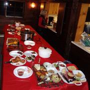 The buffet table after dessert (sorry, I forgot to take a photo of the expansive dinner spread earlier)