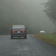 And back on the road for the second leg, driving through the day's weather