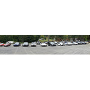 A panoramic photo of our Alfas all in a row at the Berkshire East ski area