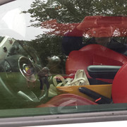 ... the spiffy red leather interior of Peter's Abarth