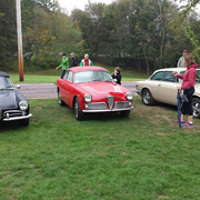 John Darack's Giulietta Spider, Tom Larsen's (we think) Giulietta Sprint, and Jim Sullivan's GTV