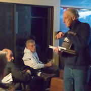 Peter Bourassa giving us some descriptions of the books he brought along to show us