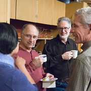 Ki Basel, Gene Durso, John Basel, and Dan Donovan over coffee and goodies during intermission