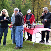 Hanging around the table where appetizers and refreshments were being offered