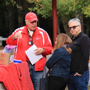 Tom Let's-Tour-Now handing out the rallye packets to the prospective rallyists