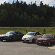 Our Italian conveyances take a brief rest at a stop along the Kancamagus ...