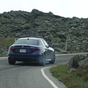 A few shots of the Stidsen Giulia winding its way up the Mount Washington Auto Road, entering the cloud