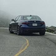 A few shots of the Stidsen Giulia winding its way up the Mount Washington Auto Road, entering the cloud
