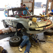 Our gearbox swap. This pic made it to the official Lemons website!