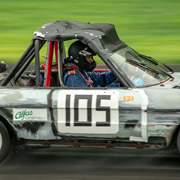 Out on the track, still a little damp