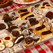 Big assortment of cannoli and other goodies
