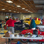 Always lots of activity inside the garages