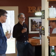 Gathered around the homebrew tap for some serious conversation