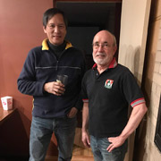 Our photographer asks Dave and Giulietta vintage racer John Feng to pose