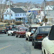 Parading through town