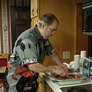 Head Chef Tom Lesko preparing one of the entrees
