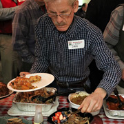Some shots of the gang attacking the buffet with gusto