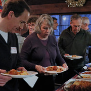Some shots of the gang attacking the buffet with gusto