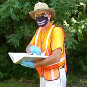 Our intrepid Lawn Party organizer, AONE Director George Dolak, in full precautionary regalia