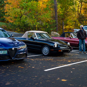 Cars congregated at 8AM, in 34-degree mid-October weather, at the entrance to the Searles Castle property