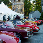 Italian cars - and AONErs - galore in the castle courtyard!