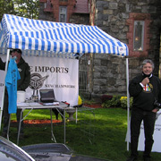 Veloce Imports set up a canopy to shelter the door prizes