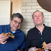 Two Jims - Scutti (L) and Miga (R) - apparently enjoying the grub