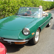Robert Rook pulling up in his Verde Inglese '74 Spider