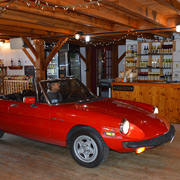Our Alfas idling through the innards of the Winery