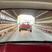 Our route takes us through the one covered bridge in central Mass
